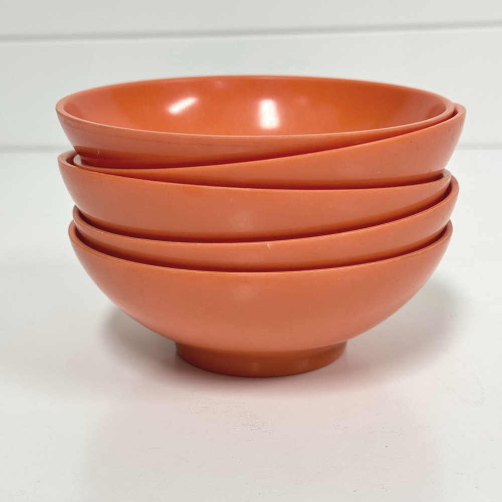 Vintage Texas Ware Coral Melamine Small Bowls Set of 5 MCM